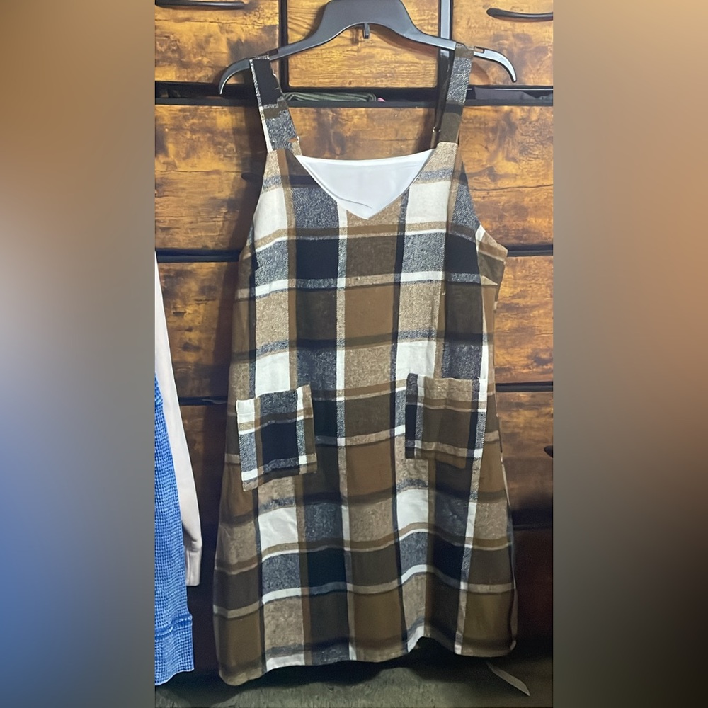 Cupshe Plaid Dress in Brown and White